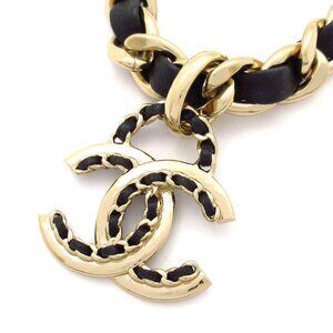 Chanel Choker Leather Gold Black CC Logo X
